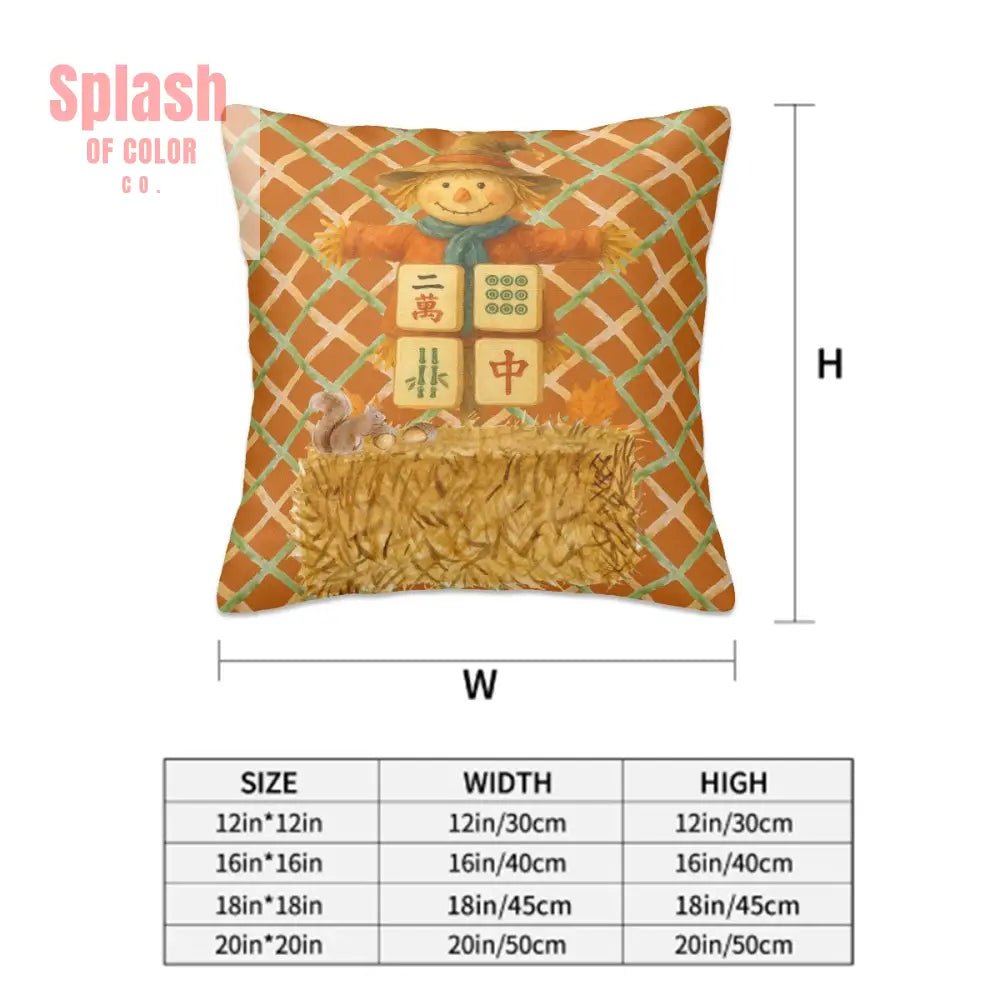 Festive Fall Season Mahjong Pillow Covers, Pumpkin, Scarecrow Mahj Lover - Splash of Color co.