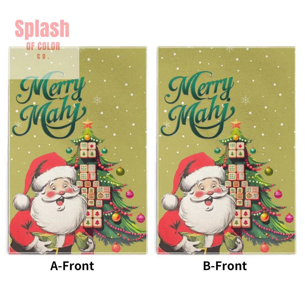 Festive Fun Mahjong Christmas Dishtowels Hostess Gifts Merry Mahj Tree And Vintage Santa
