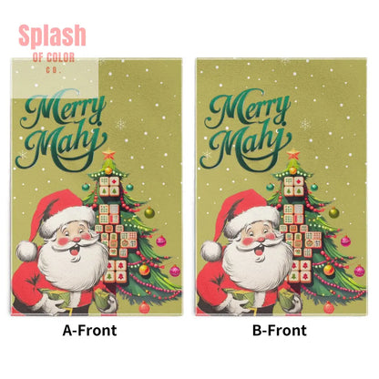Festive Fun Mahjong Christmas Dishtowels Hostess Gifts Merry Mahj Tree And Vintage Santa