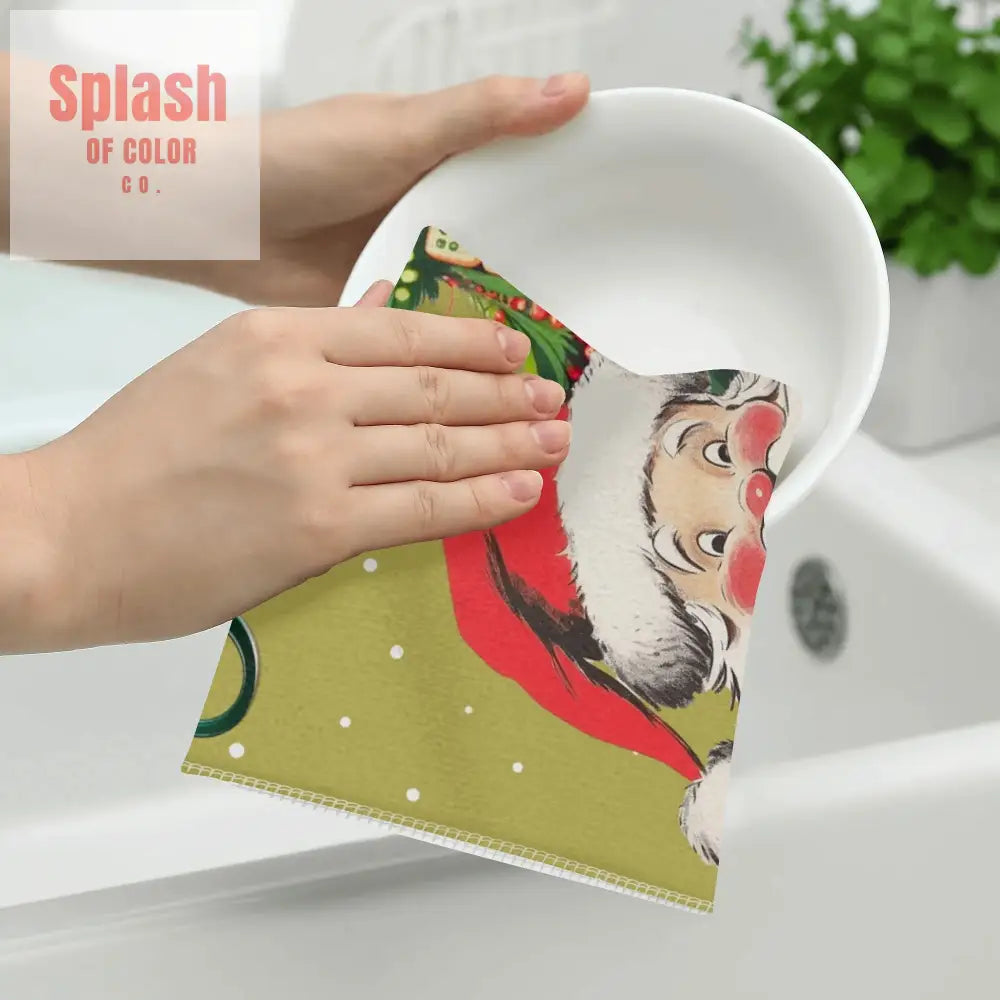 Festive Fun Mahjong Christmas Dishtowels Hostess Gifts Merry Mahj Tree And Vintage Santa
