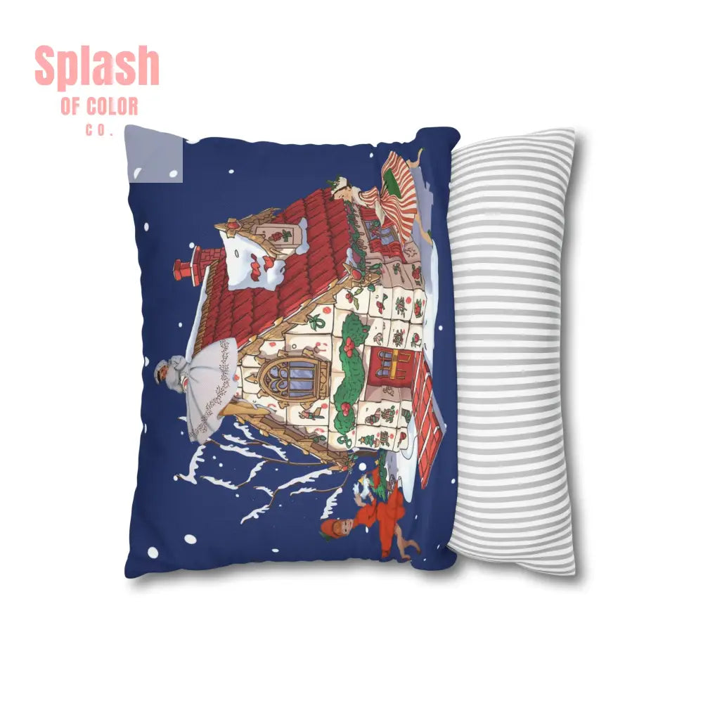 Festive Mahjong Christmas House Pillowcase Whimsical Mahj Gals Holiday Decor Pillow Cover Only Home Decor