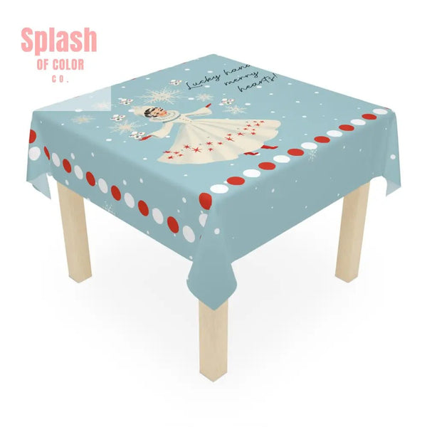 Festive Mahjong Christmas Tablecloth, Lucky Hands Merry Hearts Snowflake Tablecloth - Splash of Color co.