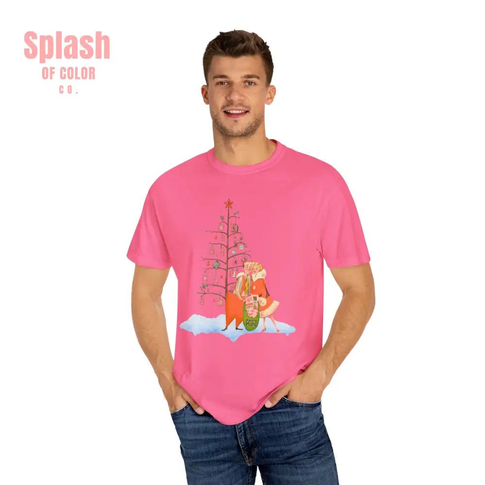 Festive Mahjong Holiday Christmas Whimsical Nostalgic Christmas Unisex T-Shirt with Holiday Cheer Design - T-Shirt