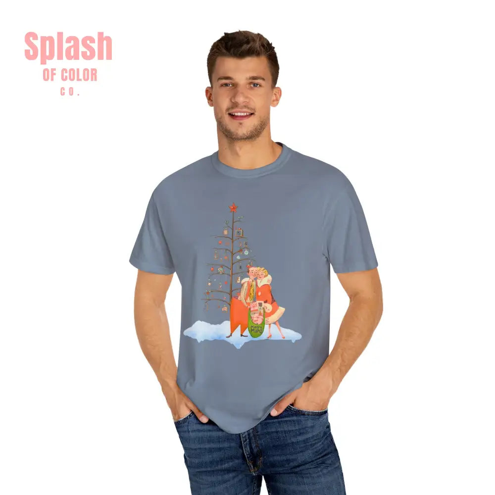 Festive Mahjong Holiday Christmas Whimsical Nostalgic Christmas Unisex T-Shirt with Holiday Cheer Design - T-Shirt