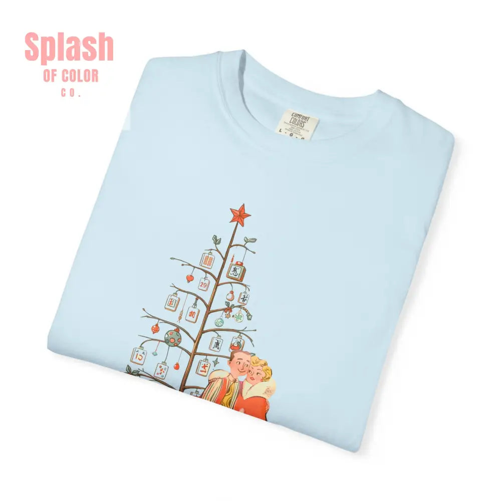 Festive Mahjong Holiday Christmas Whimsical Nostalgic Christmas Unisex T-Shirt with Holiday Cheer Design - T-Shirt
