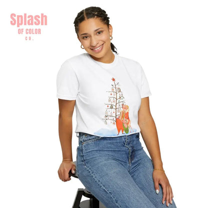 Festive Mahjong Holiday Christmas Whimsical Nostalgic Christmas Unisex T-Shirt with Holiday Cheer Design - Splash of Color co.