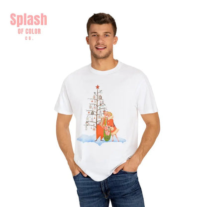 Festive Mahjong Holiday Christmas Whimsical Nostalgic Christmas Unisex T-Shirt with Holiday Cheer Design - Splash of Color co.