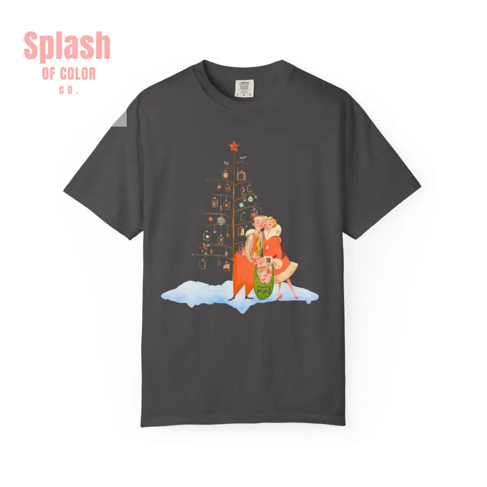 Festive Mahjong Holiday Christmas Whimsical Nostalgic Christmas Unisex T-Shirt with Holiday Cheer Design - Graphite / S