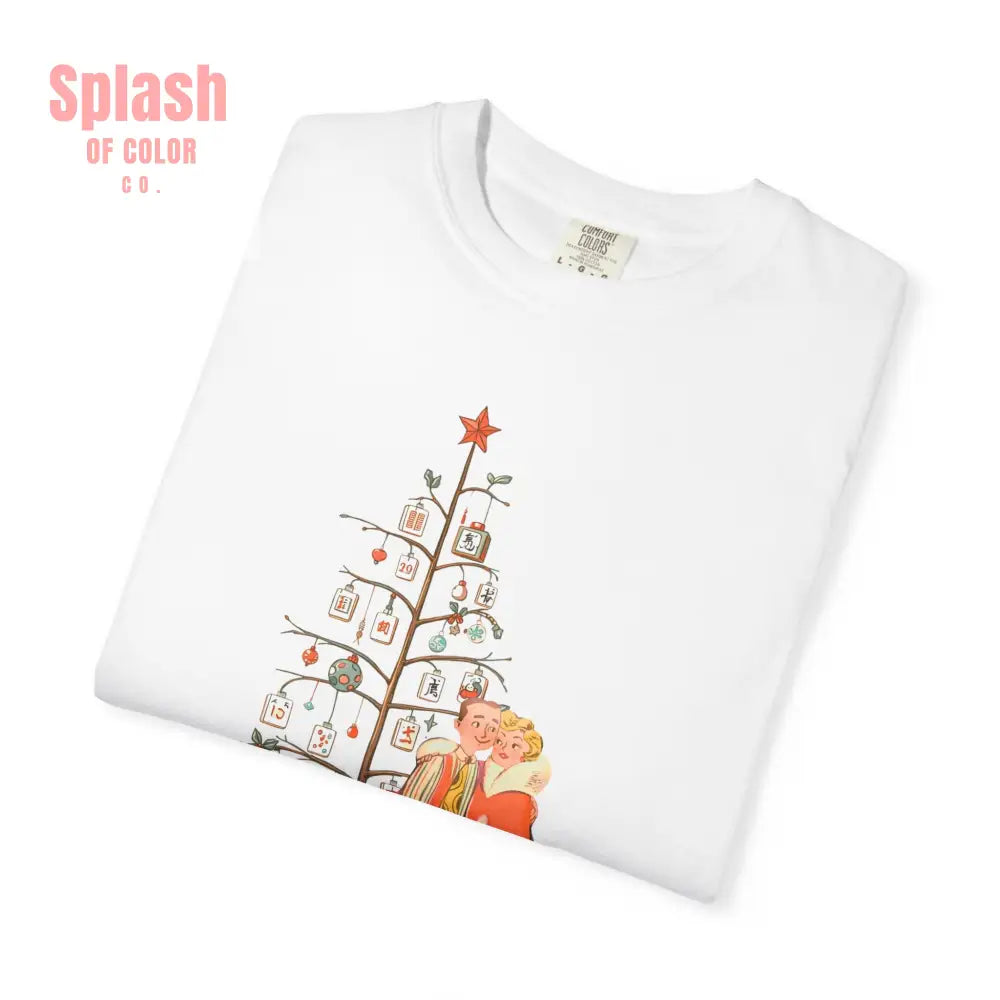 Festive Mahjong Holiday Christmas Whimsical Nostalgic Christmas Unisex T-Shirt with Holiday Cheer Design - T-Shirt