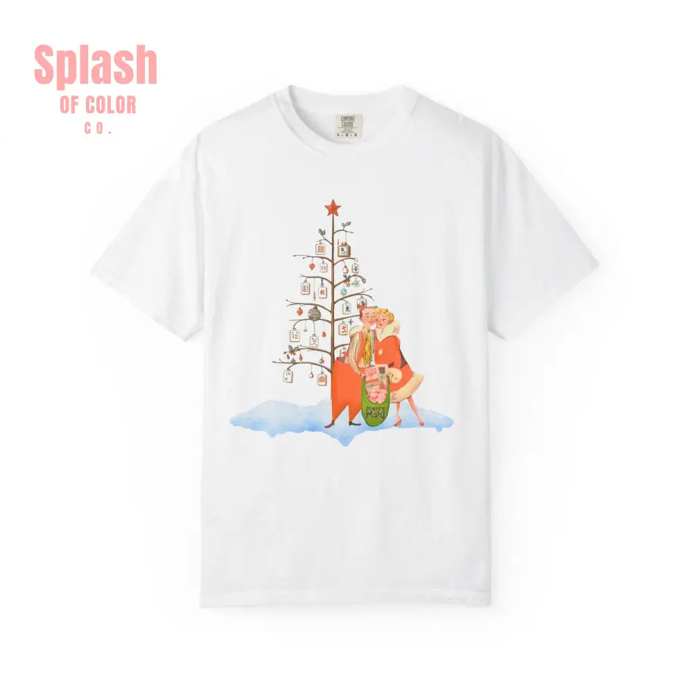 Festive Mahjong Holiday Christmas Whimsical Nostalgic Christmas Unisex T-Shirt with Holiday Cheer Design - White / S