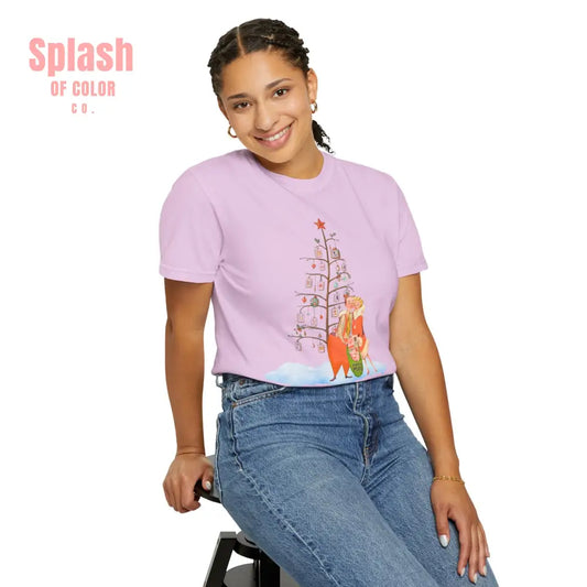 Festive Mahjong Holiday Christmas Whimsical Nostalgic Christmas Unisex T-Shirt with Holiday Cheer Design - Orchid / S