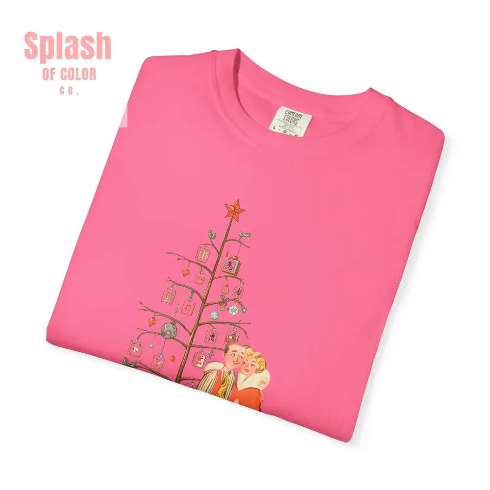 Festive Mahjong Holiday Christmas Whimsical Nostalgic Christmas Unisex T-Shirt with Holiday Cheer Design - T-Shirt