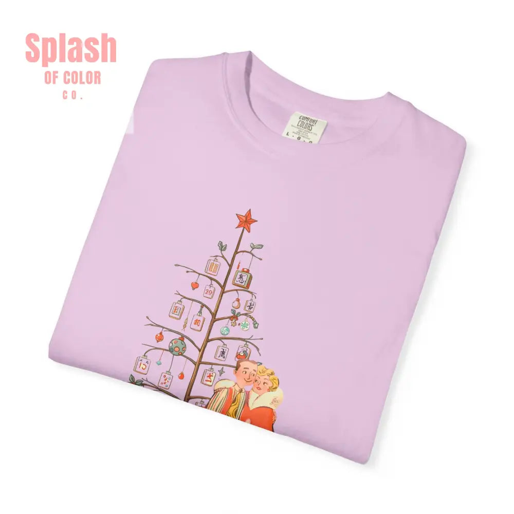 Festive Mahjong Holiday Christmas Whimsical Nostalgic Christmas Unisex T-Shirt with Holiday Cheer Design - T-Shirt