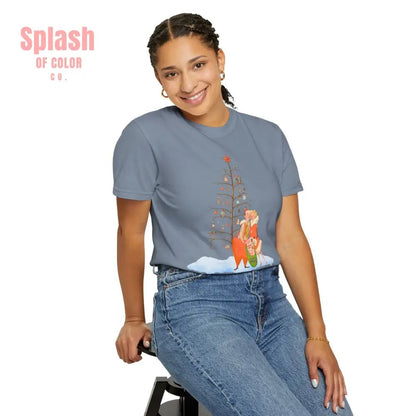 Festive Mahjong Holiday Christmas Whimsical Nostalgic Christmas Unisex T-Shirt with Holiday Cheer Design - Splash of Color co.