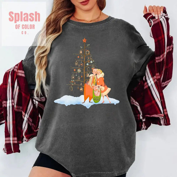 Festive Mahjong Holiday Christmas Whimsical Nostalgic Christmas Unisex T-Shirt with Holiday Cheer Design - Splash of Color co.