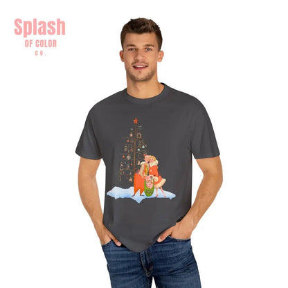 Festive Mahjong Holiday Christmas Whimsical Nostalgic Christmas Unisex T-Shirt with Holiday Cheer Design - Splash of Color co.