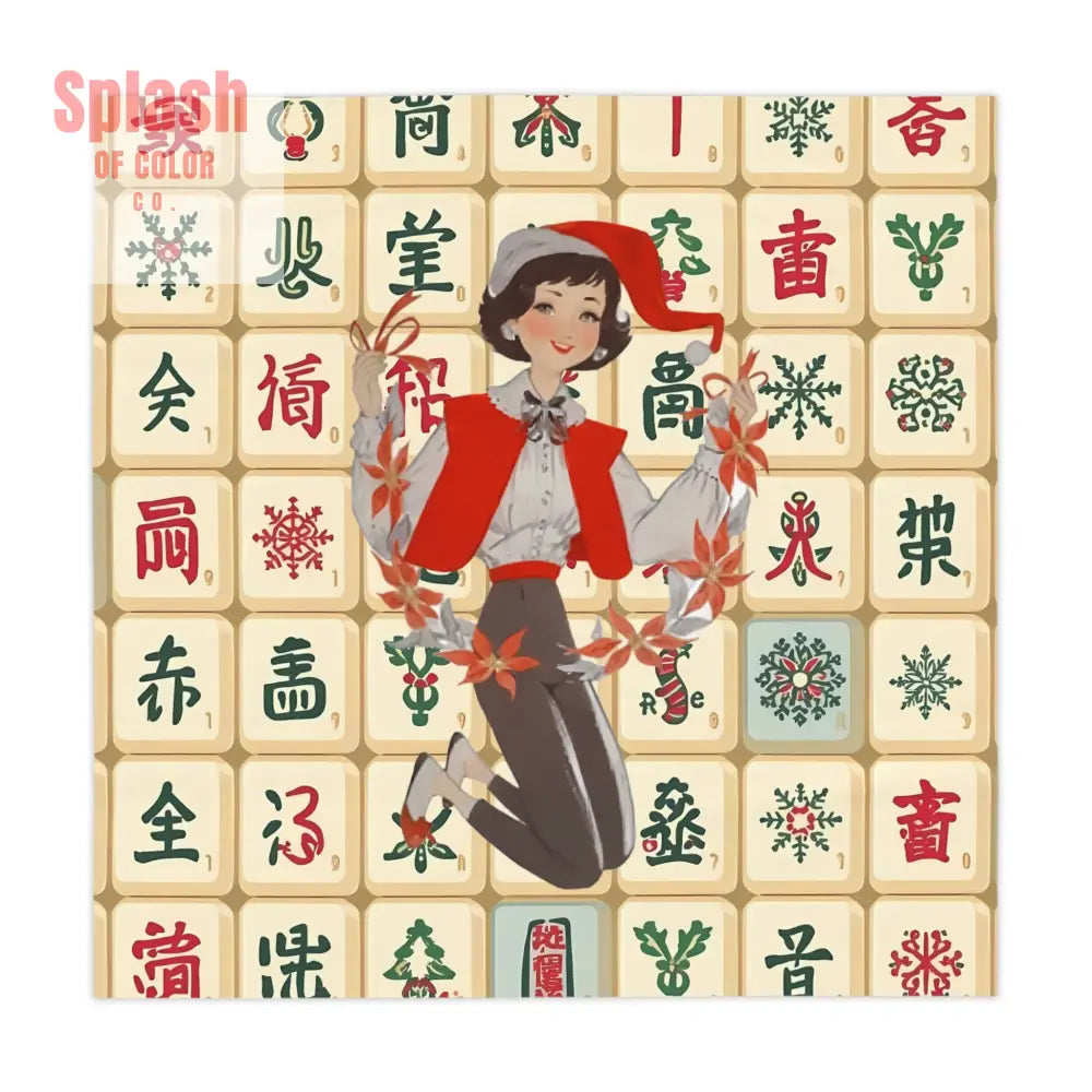 Festive Mahjong Tablecloth Holiday Table Decor Family Gathering Christmas Party Chinese New Year One size / White Home