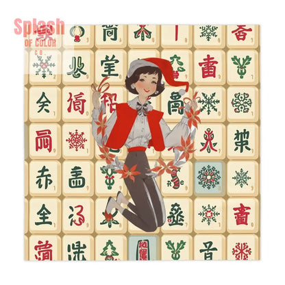 Festive Mahjong Tablecloth Holiday Table Decor Family Gathering Christmas Party Chinese New Year One size / White Home