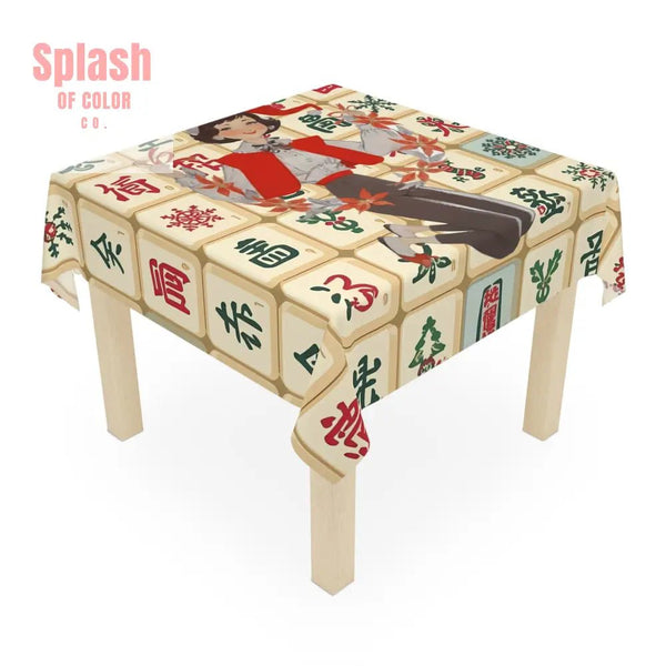 Festive Mahjong Tablecloth, Holiday Table Decor, Family Gathering, Christmas Party, Chinese New Year - Splash of Color co.