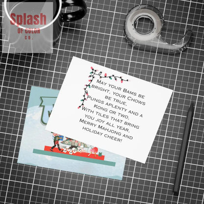 Festive Merry Mahjong Postcard Christmas Card Bundle | Holiday Greetings for Players | Fun Gift for Friends & Family