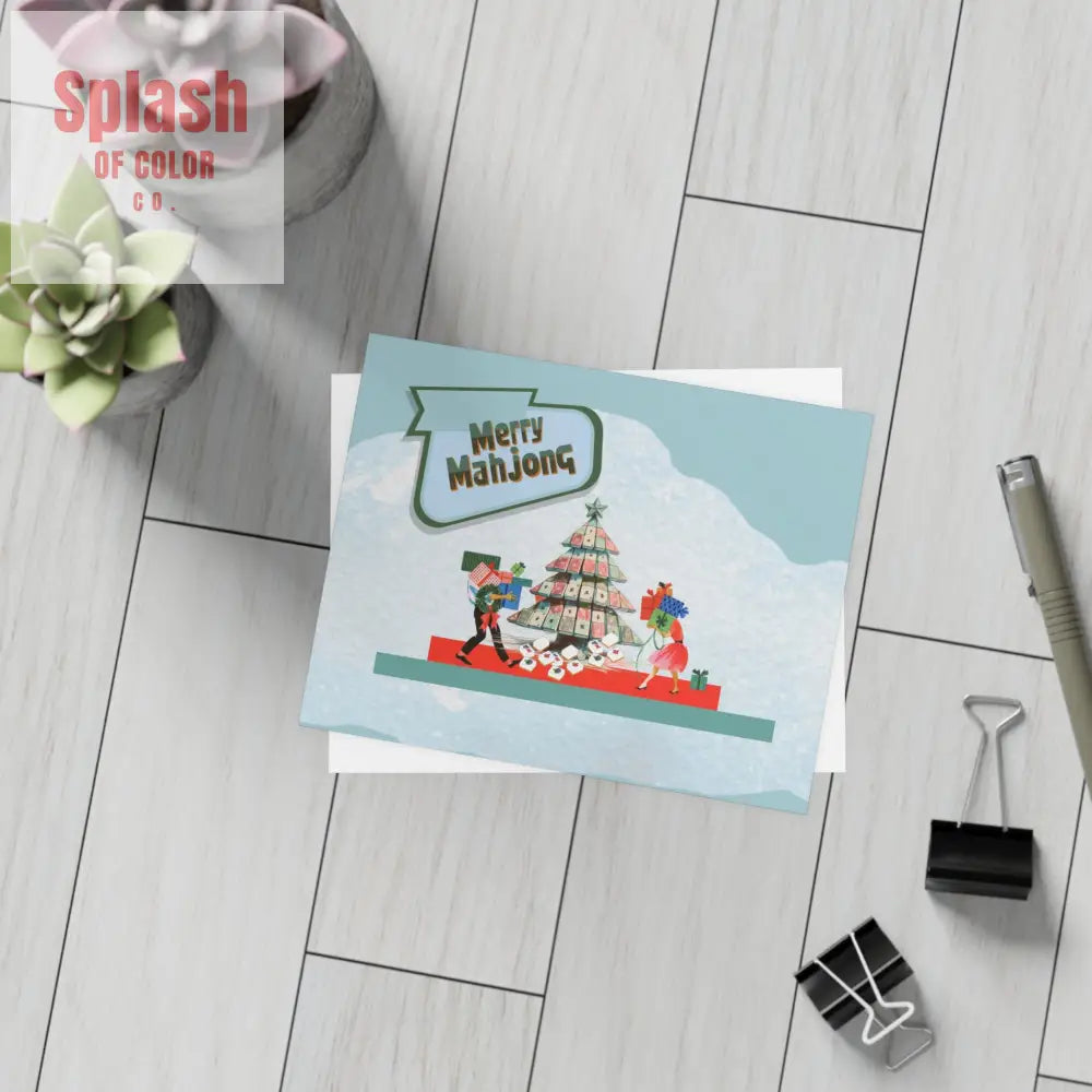 Festive Merry Mahjong Postcard Christmas Card Bundle | Holiday Greetings for Players | Fun Gift for Friends & Family