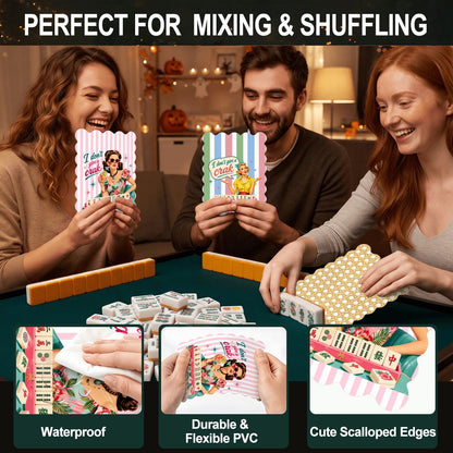 Funny I Don't Give A Crak Scalloped Mahjong Shuffler Cards  Set of 4