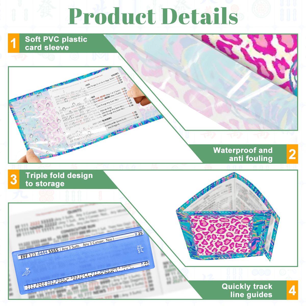 Preppy Pastel Garden Club Wild Thing 4 Mahjong Card Holder with Line Finder - Splash of Color Co.