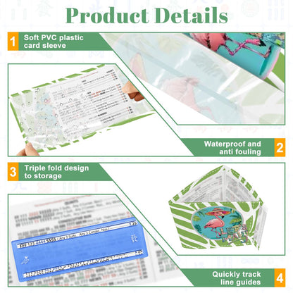 Let's Mahj Tropical Flamingo 4 Mahjong Card Holder with Line Finder - Splash of Color Co.