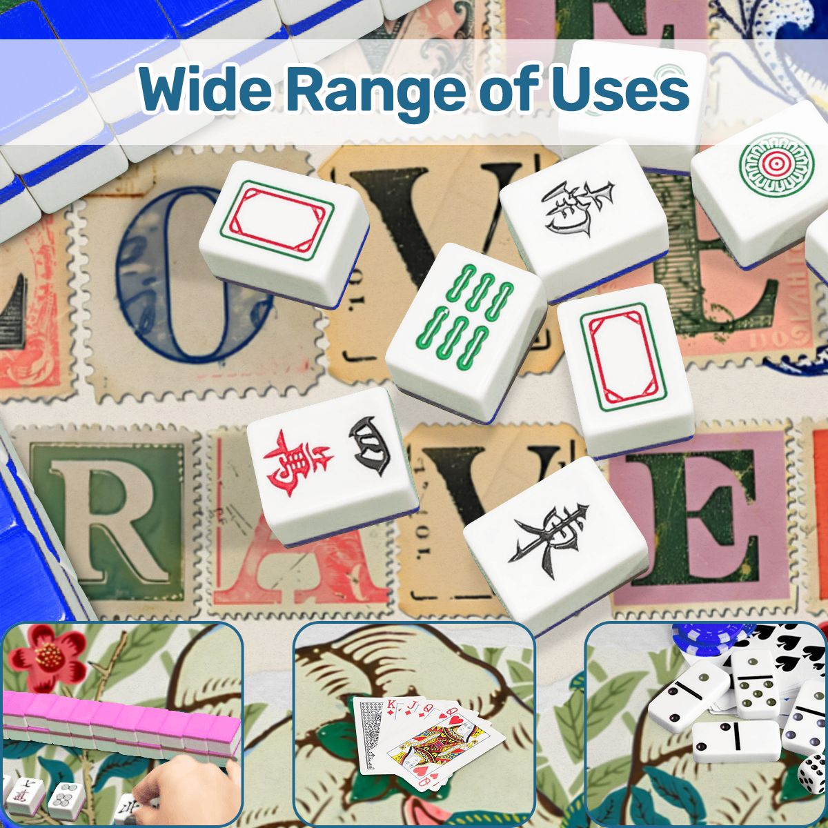 William Morris Inspired Floral Travel Mini Mahjong Mat 20.9"x20.9" - Splash Of Mahj And Color Co.
