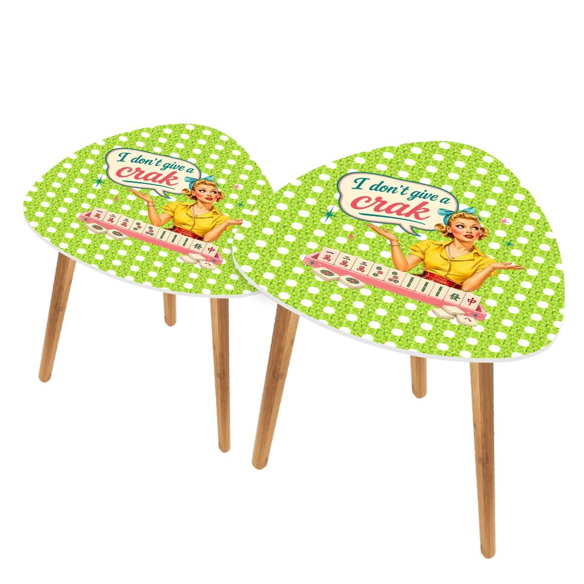 Funny Mahjong Nesting Tables, I Don't Give A Crak - Splash Of Mahj And Color Co.