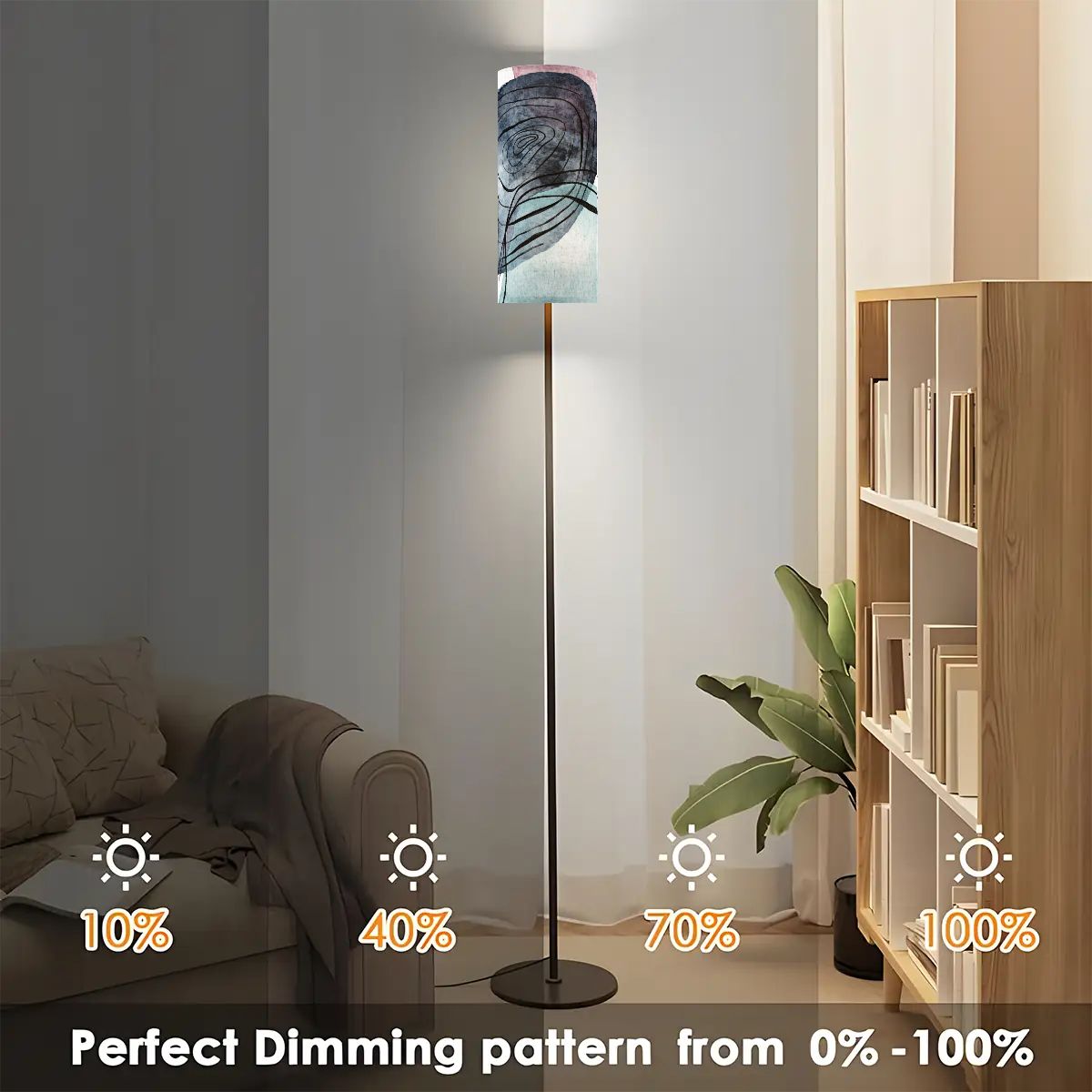 Bohemian Blue Blush Pink Watercolor Reading Nook Floor Lamp