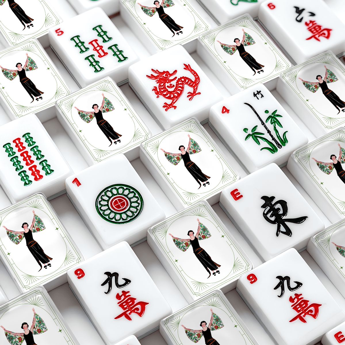 Art Deco American Mahjong Tiles And Carry Bag Case