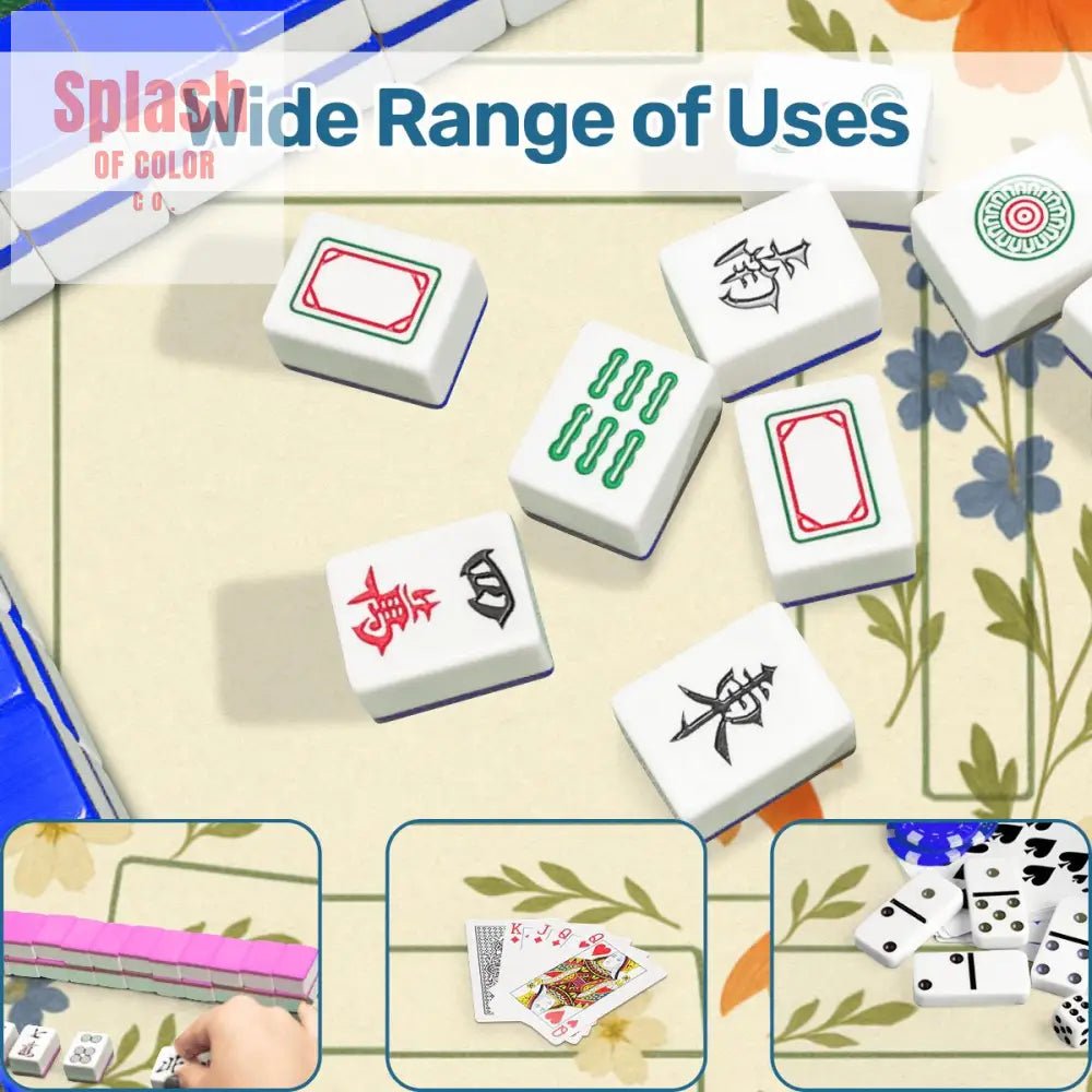 Floating Garden, Orange, Periwinkle Blue Floral Fish Mahjong Mat - Splash of Color co.