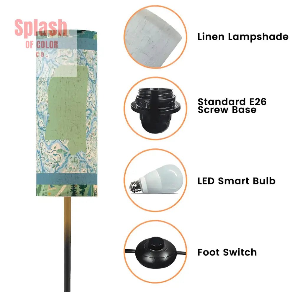 State Of Mississippi, Rivers Will Run Book Nook Modern Floor Lamp - Splash of Color co.