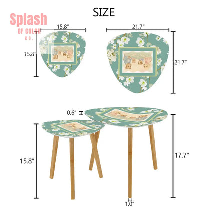 Floral Asian Dogs Playing Mahjong Whimsical Snack Nesting Tables For Mahj Night One Size Home Accessories