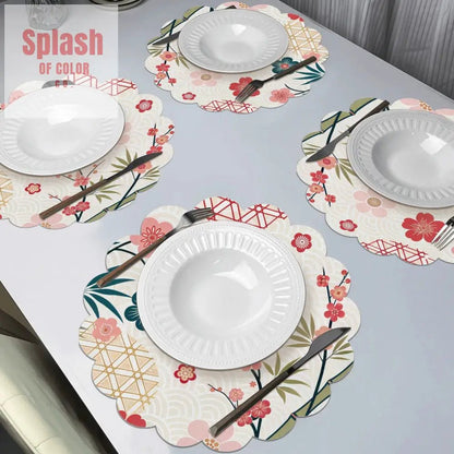 Floral Cherry Blossom Asian Zen Garden Placemats - Splash of Color co.