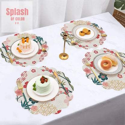 Floral Cherry Blossom Asian Zen Garden Placemats - Splash of Color co.