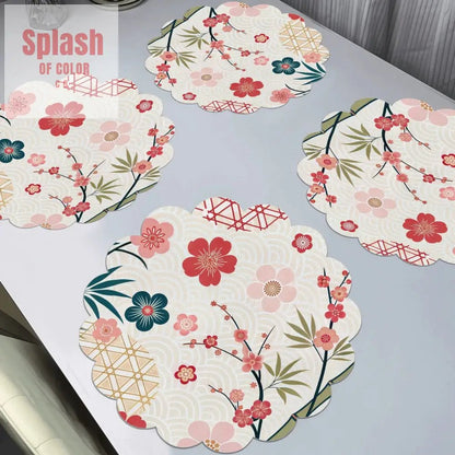 Floral Cherry Blossom Asian Zen Garden Placemats - Splash of Color co.