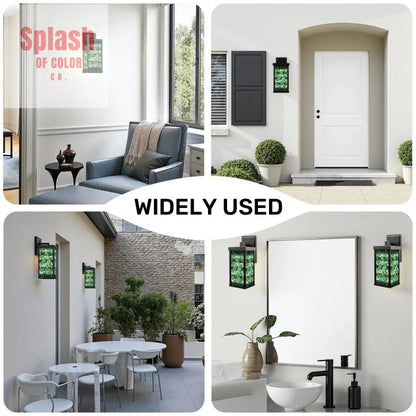 Floral Green Black Asian Zen Designed Garden Patio Wall Light Sconce - One Size - Wall Lighting