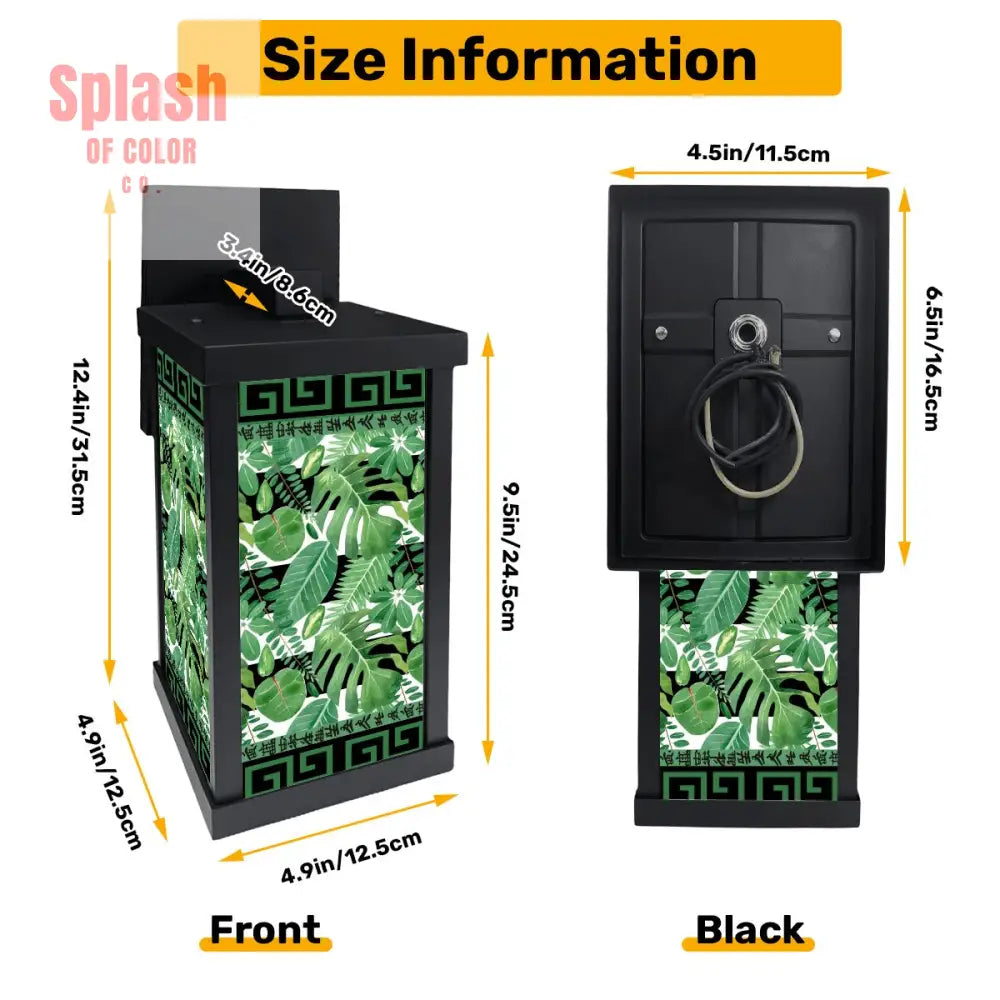 Floral Green Black Asian Zen Designed Garden Patio Wall Light Sconce - One Size - Wall Lighting