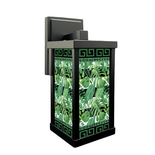 Floral Green Black Asian Zen Designed Garden Patio Wall Light Sconce - One Size - Wall Lighting