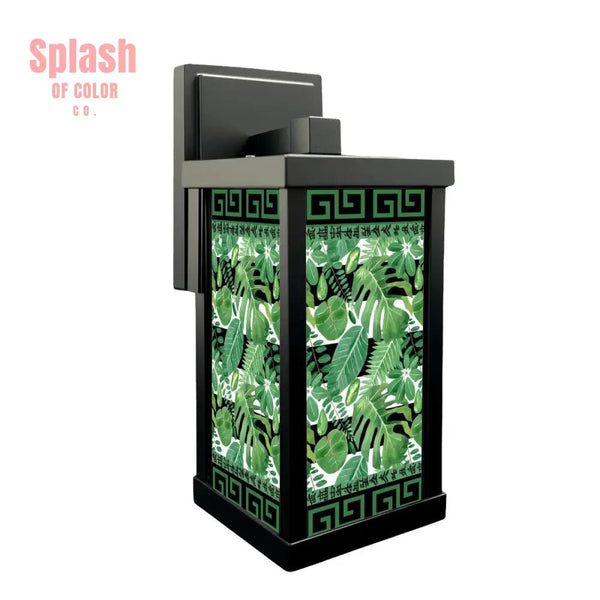 Floral Green Black Asian Zen Designed Garden Patio Wall Light Sconce - One Size - Wall Lighting