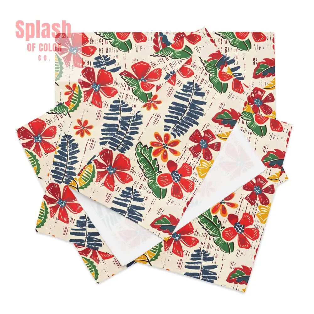 Floral Heritage Collection Preppy Red, Yellow Blue Pretty Placemat Set - Splash of Color co.