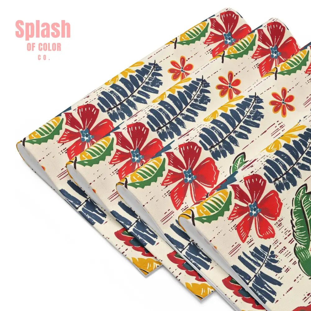 Floral Heritage Collection Preppy Red, Yellow Blue Pretty Placemat Set - Splash of Color co.
