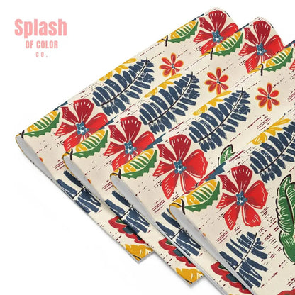 Floral Heritage Collection Preppy Red, Yellow Blue Pretty Placemat Set - Splash of Color co.