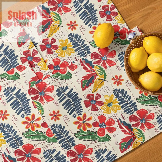 Floral Heritage Collection Preppy Red, Yellow Blue Pretty Placemat Set - Splash of Color co.