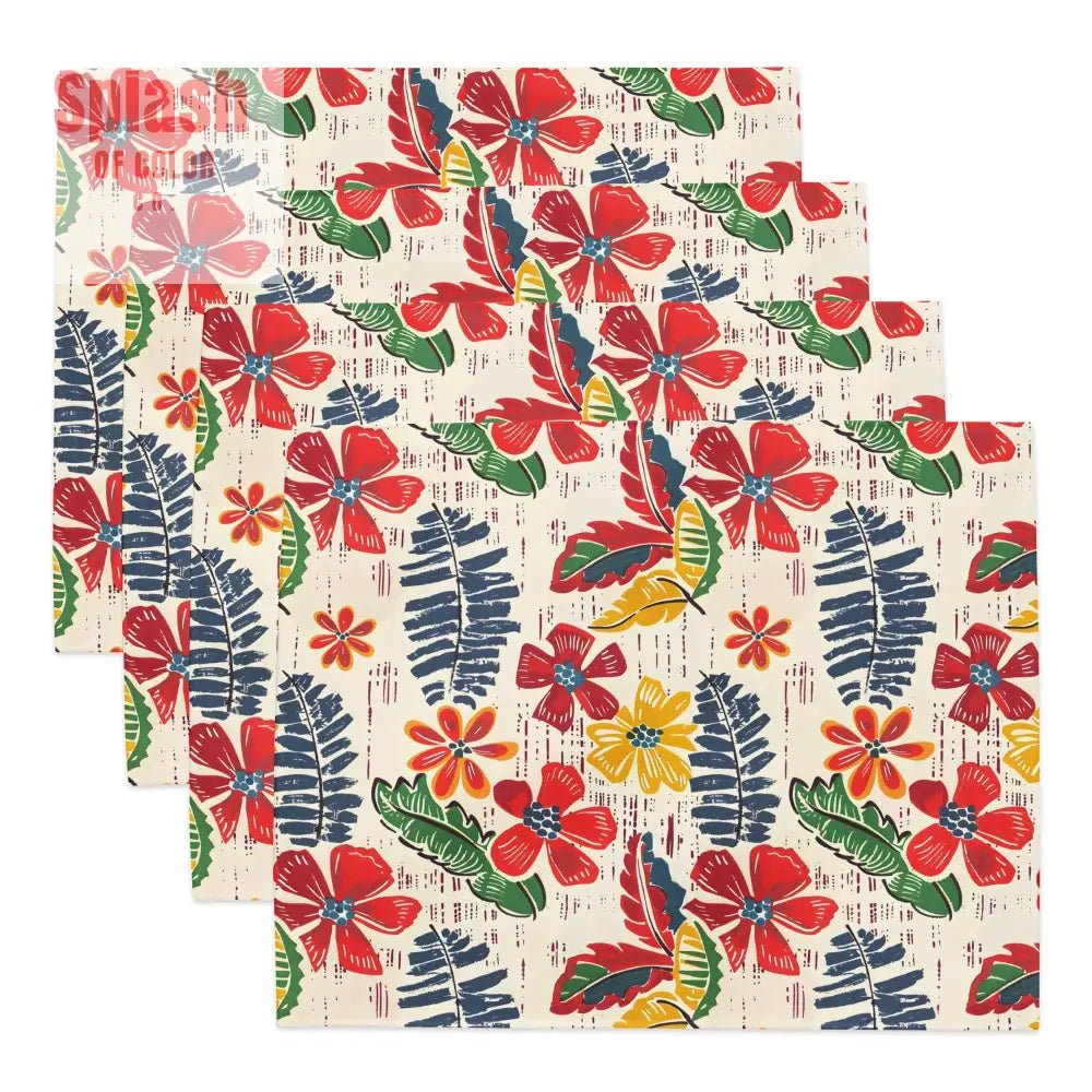 Floral Heritage Collection Preppy Red, Yellow Blue Pretty Placemat Set - Splash of Color co.