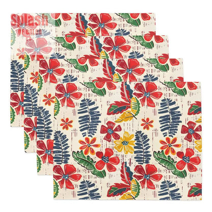 Floral Heritage Collection Preppy Red, Yellow Blue Pretty Placemat Set - Splash of Color co.