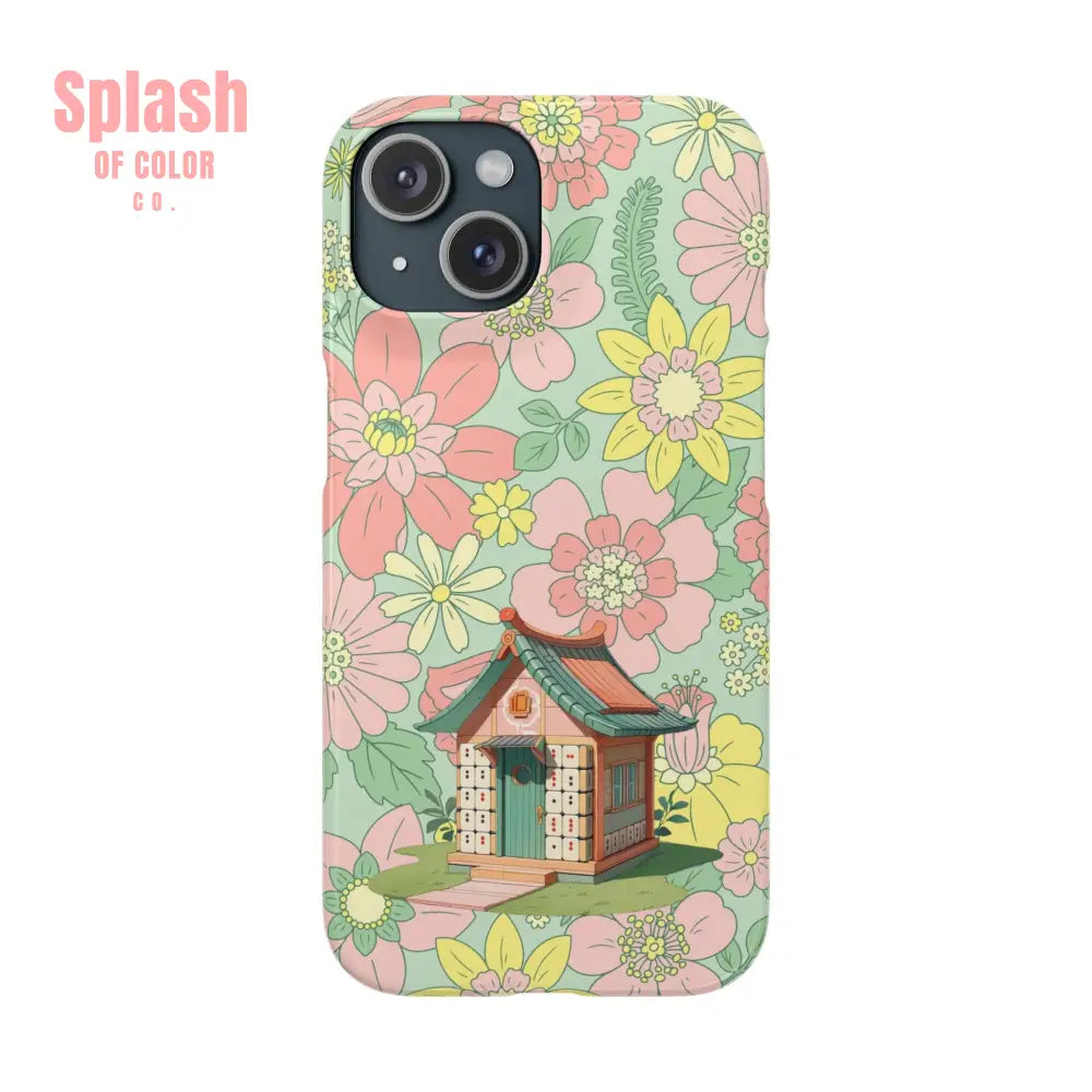 Floral Heritage Mahjong Lover Phone Case Cute Mahj Gift iPhone 15 / Glossy Phone Case