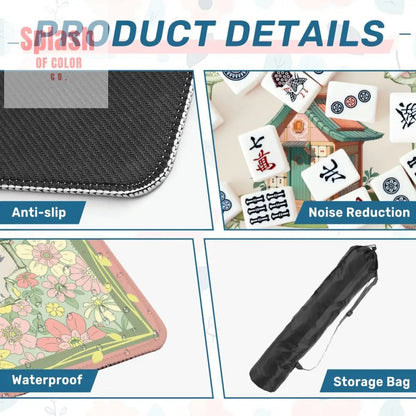 Floral Heritage Mahjong Mat, Whimsical Mahj House Pink Green Preppy Game Mat - Splash of Color co.